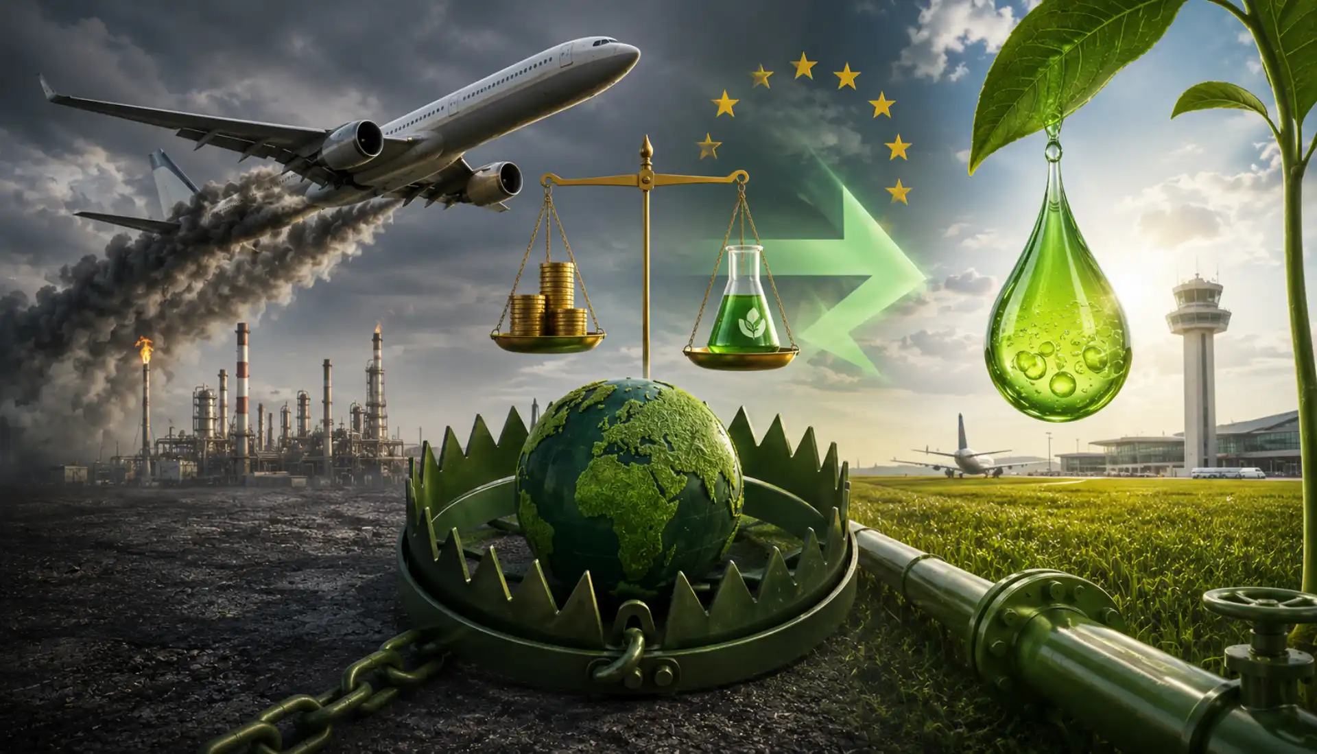 A armadilha verde da aviação: como as regras da UE podem tornar os combustíveis sustentáveis mais caros e menos eficientes