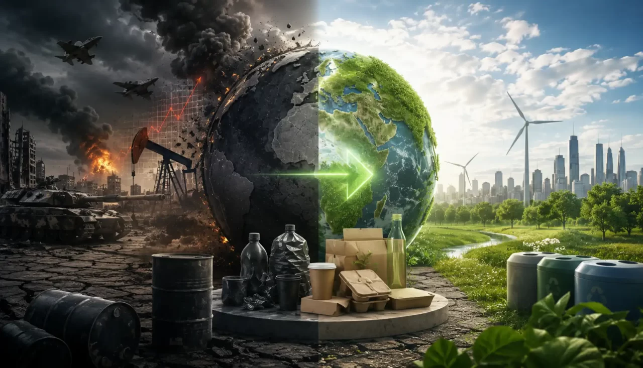 Guerra, petróleo caro e embalagens: como os choques geopolíticos estão a acelerar a transição para materiais sustentáveis