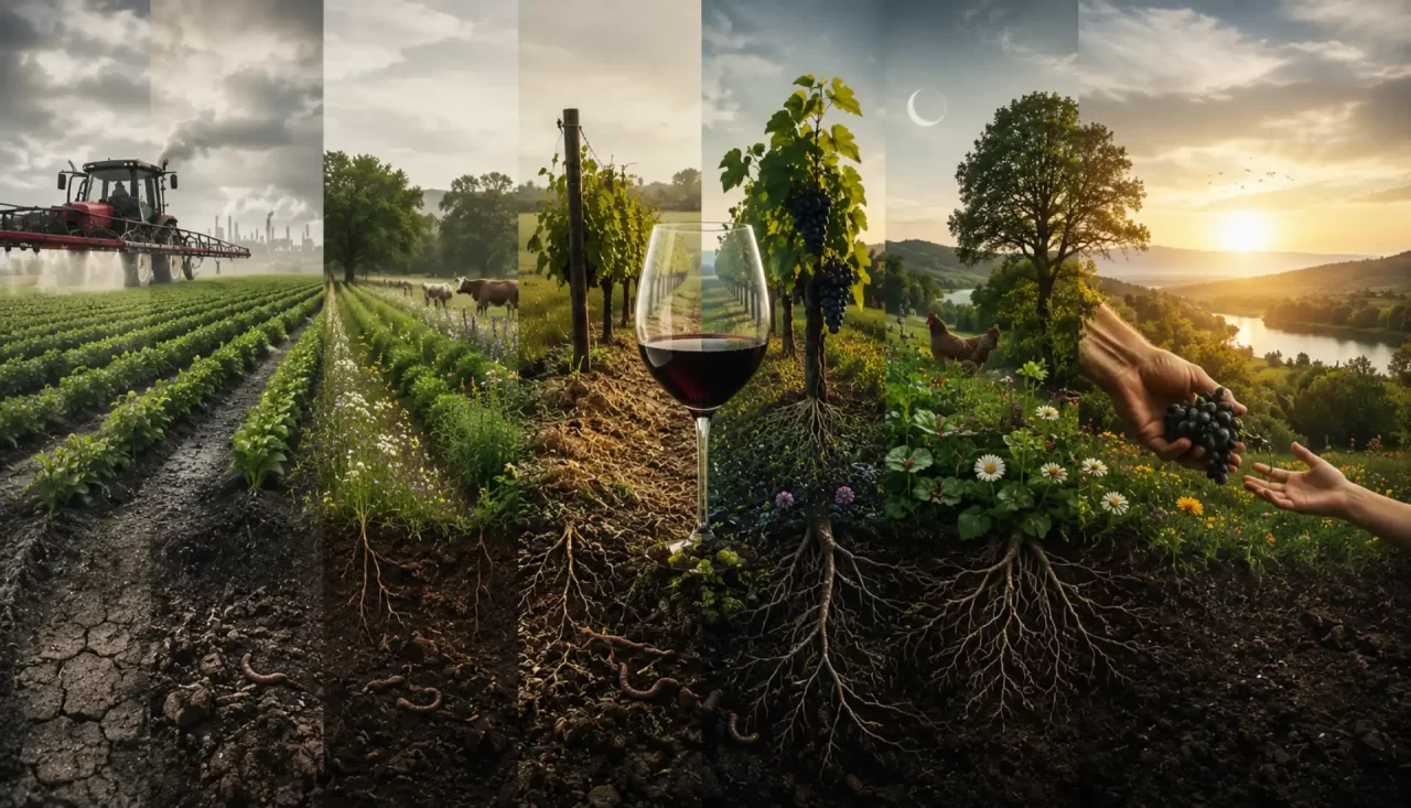 Do solo ao copo: como a agricultura convencional, biológica, biodinâmica e regenerativa moldam o que bebemos e o que herdamos